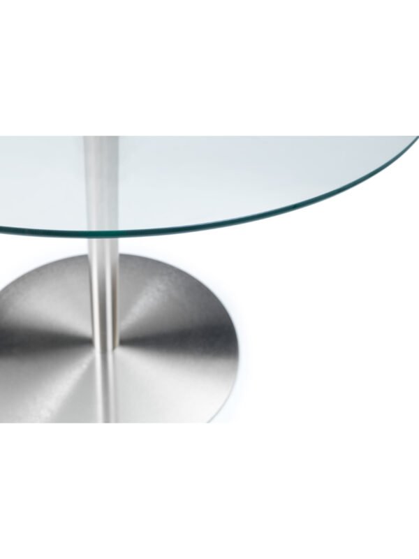 Milan Round Glass Brushed Steel Pedestal Table - Image 4