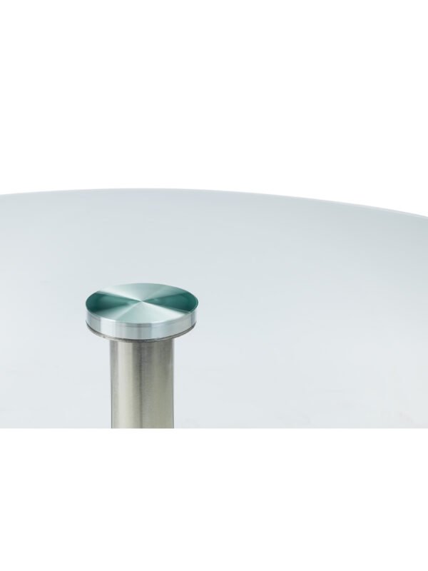 Milan Round Glass Brushed Steel Pedestal Table - Image 5