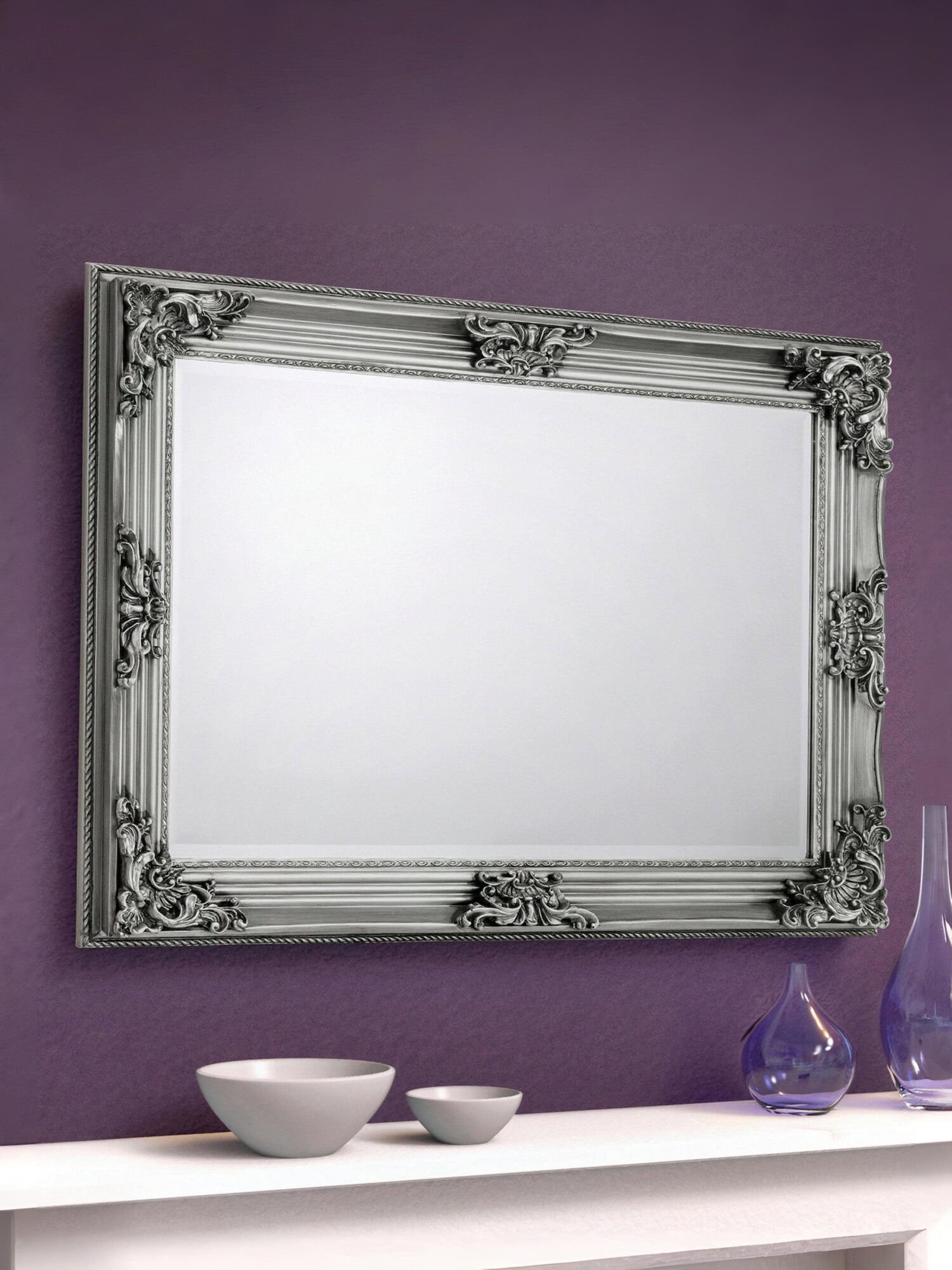 MIR003_1 Rococo Pewter Wall Mirror