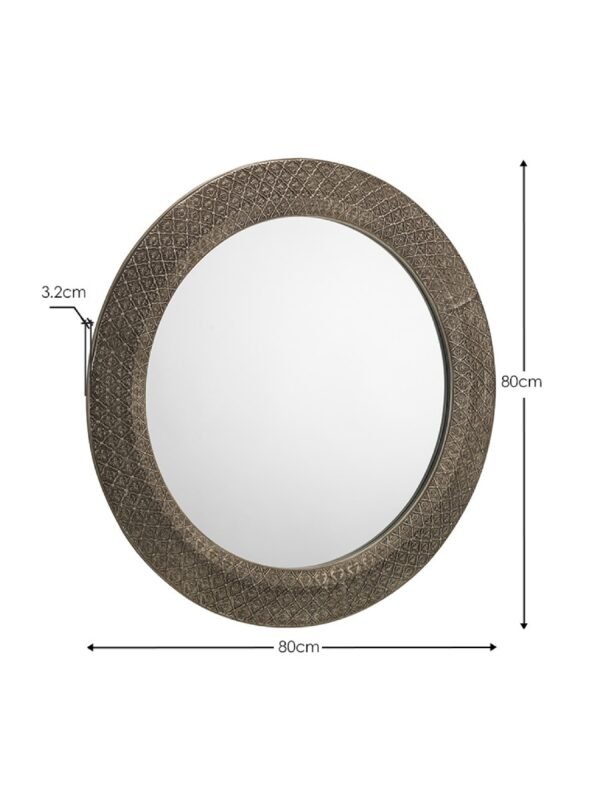 Cadence Large Round Pewter Wall Mirror - Image 4