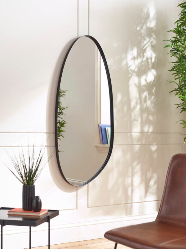 Rushmore Black Metal 95cm Organic Shaped Wall Mirror