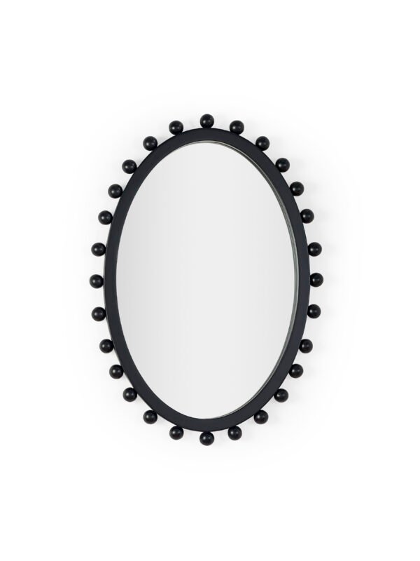 Hendrix Oval Beaded Wall Mirror - Black - Image 2