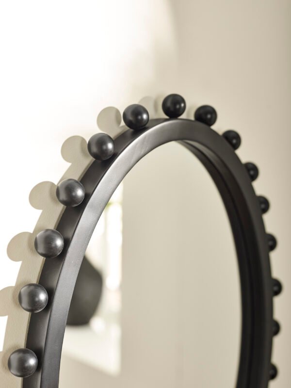 Hendrix Oval Beaded Wall Mirror - Black - Image 3
