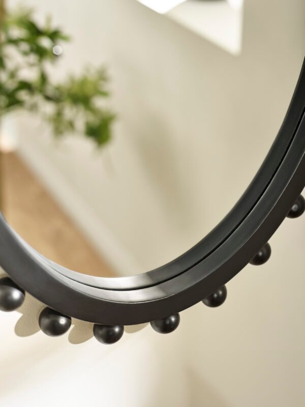 Hendrix Oval Beaded Wall Mirror - Black - Image 4