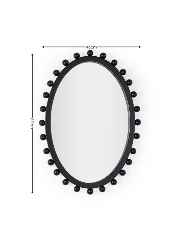 Hendrix Oval Beaded Wall Mirror - Black - Image 6