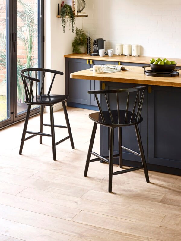 Modena Black Ash 112cm Solid Wood Bar Stool - Image 2