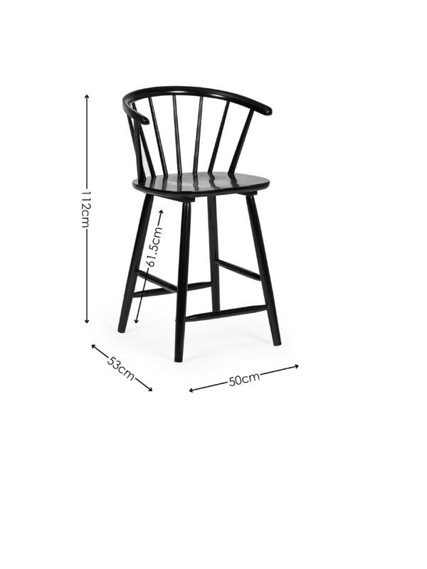 Modena Black Ash 112cm Solid Wood Bar Stool - Image 8