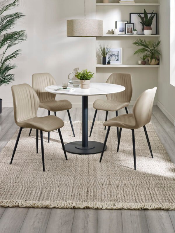 Morris Taupe Faux Leather Dining Chair (Set of 4) - Image 11
