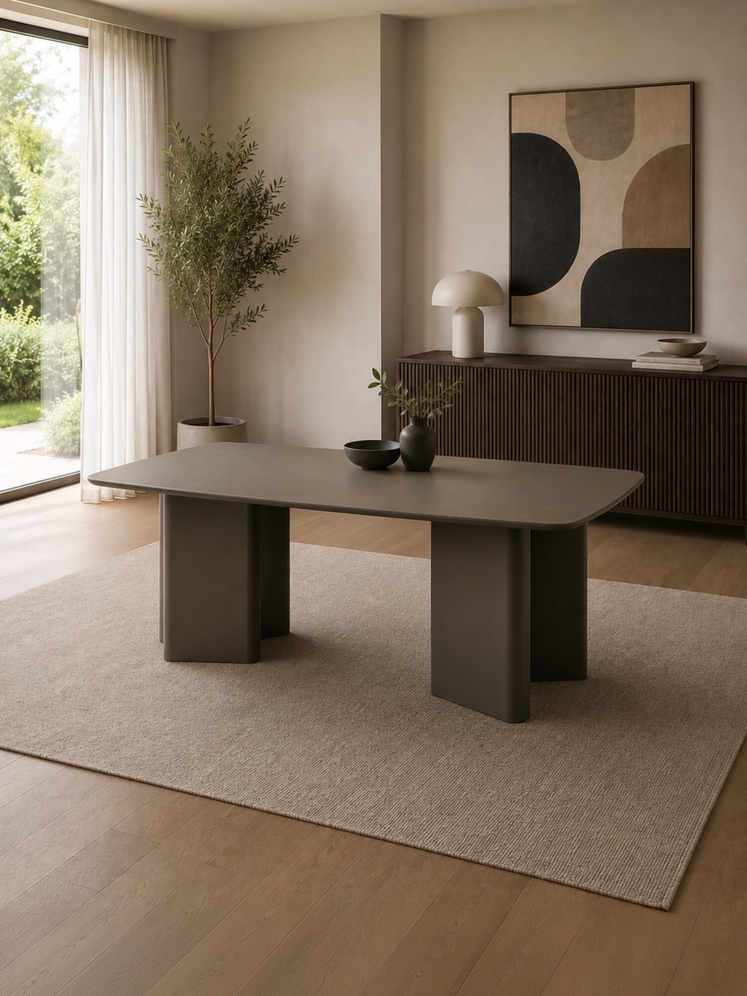 MOR301_1 Moro Rectangular Dining Table – Matt Chocolate Brown
