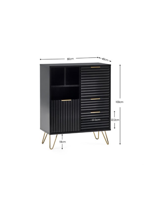 Murano 2 Door 2 Drawer Sideboard - Matt Black - Image 6