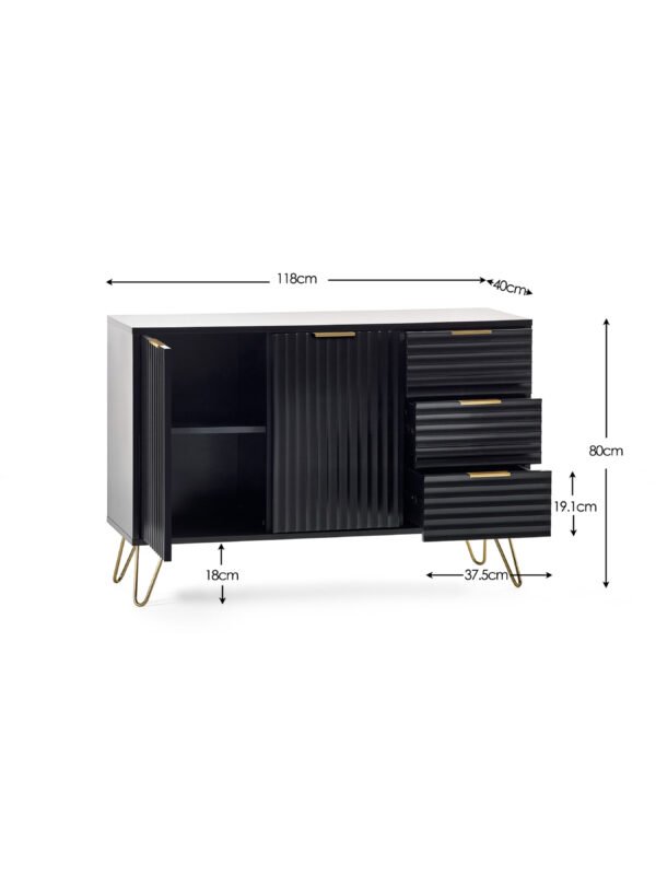 Murano Large Sideboard - Matt Black - Image 5