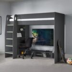 Nebula 90cm Single Anthracite Black Gaming Highsleeper Loft Bed with Desk