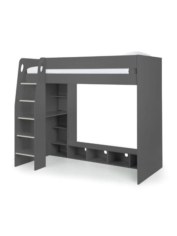 Nebula 90cm Single Anthracite Black Gaming Highsleeper Loft Bed with Desk - Image 2