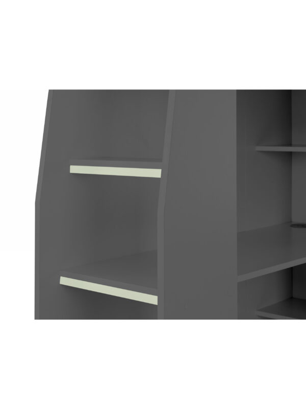 Nebula 90cm Single Anthracite Black Gaming Highsleeper Loft Bed with Desk - Image 4
