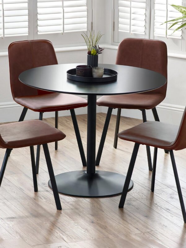 Nero Round Pedestal 4 Seater Dining Table
