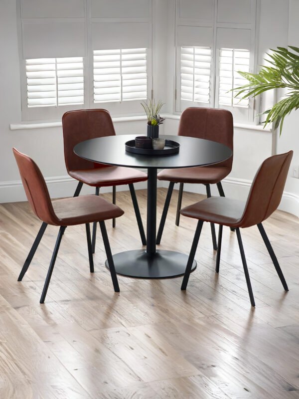 Nero Round Pedestal 4 Seater Dining Table - Image 4