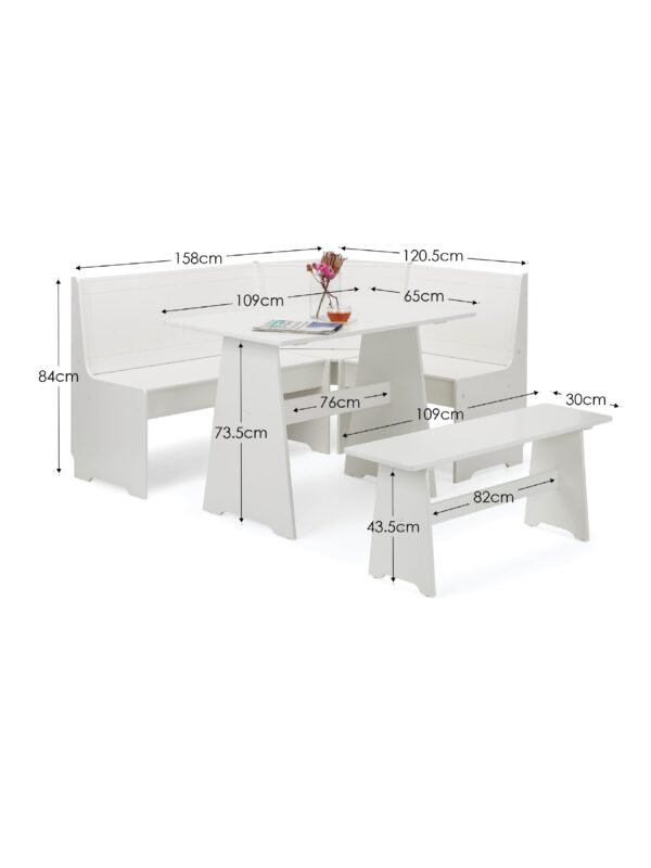 Newport Corner 5 Seater Dining Set with Storage Bench - Image 13