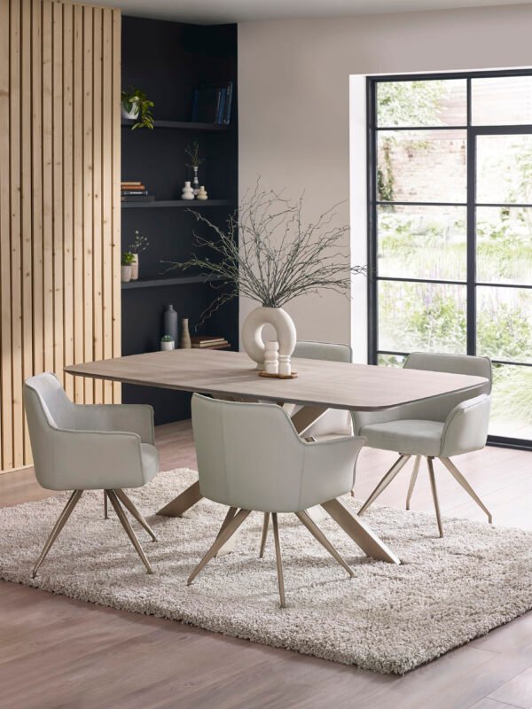 Noah Ivory Fabric Dining Chair - Image 13