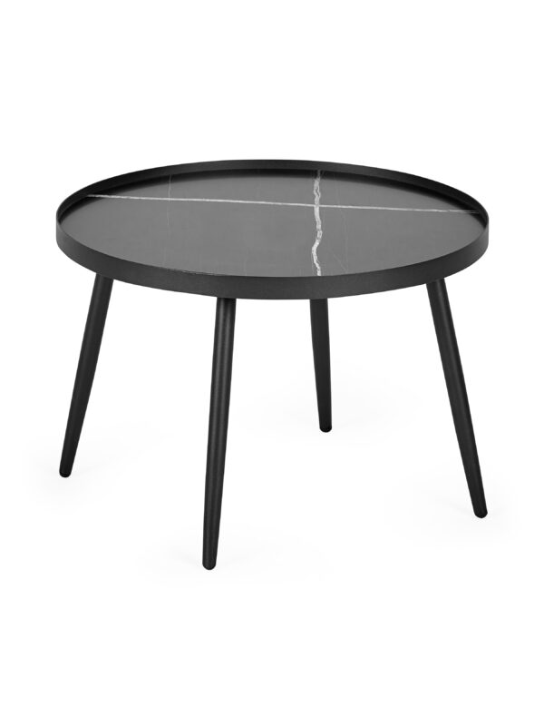 Nolan Black Marble-Effect 78cm Round Nesting Coffee Tables - Image 4