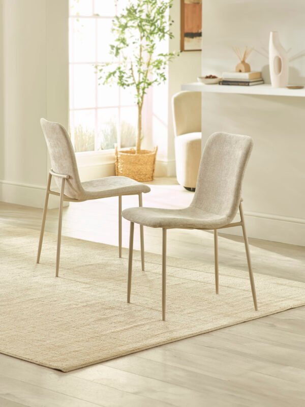 Nora Upholstered Dining Chair (Set of 4) - Cream Chenille - Image 2