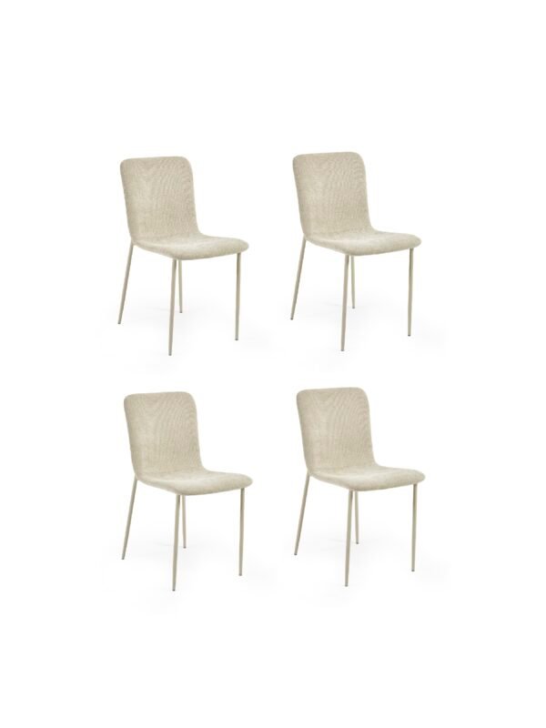 Nora Upholstered Dining Chair (Set of 4) - Cream Chenille - Image 4