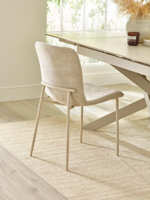 Nora Upholstered Dining Chair (Set of 4) - Cream Chenille - Image 6