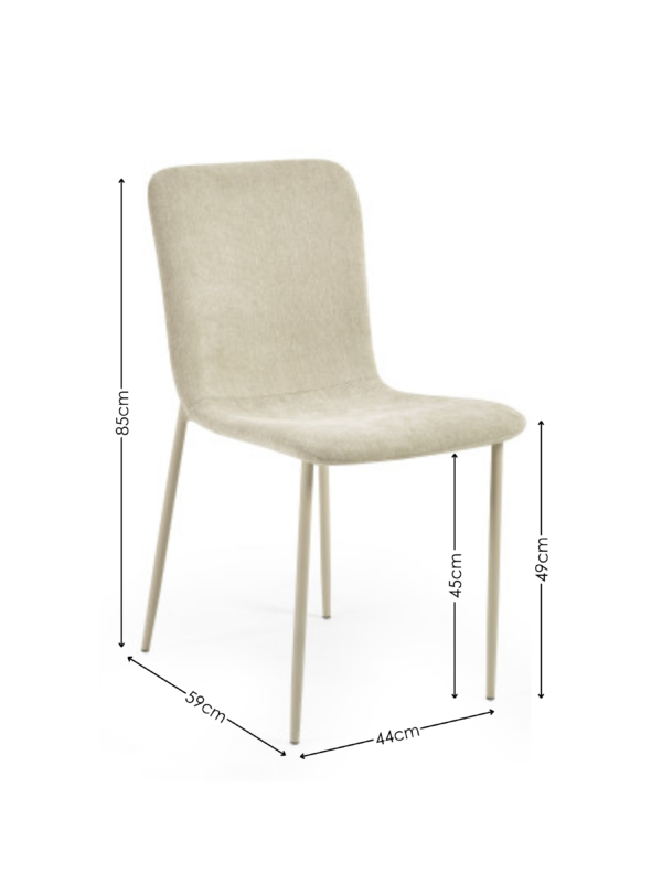 Nora Upholstered Dining Chair (Set of 4) - Cream Chenille - Image 9