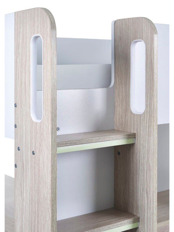 Ocean High Sleeper Bed with Desk - White/Wood Effect - Image 7