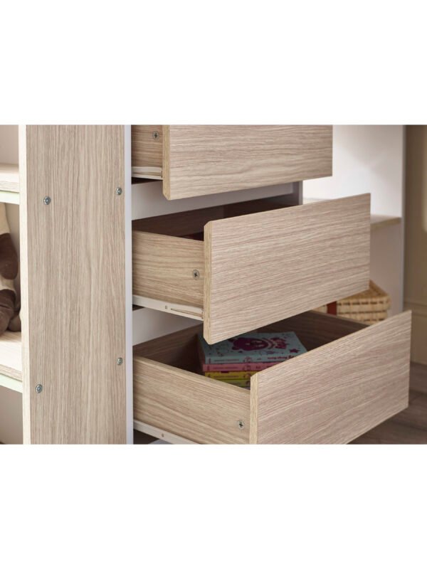 Ocean High Sleeper Bed with Desk - White/Wood Effect - Image 9