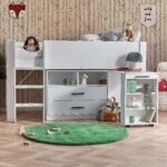 Otis 90cm Single White Midsleeper Cabin Bed with Desk