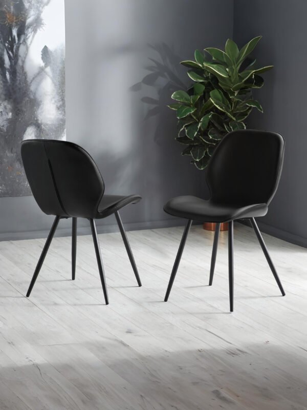 Set of 2 Otto Black Faux Leather Dining Chairs