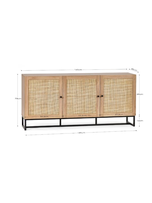 Padstow Rattan 3 Door Sideboard - Image 6