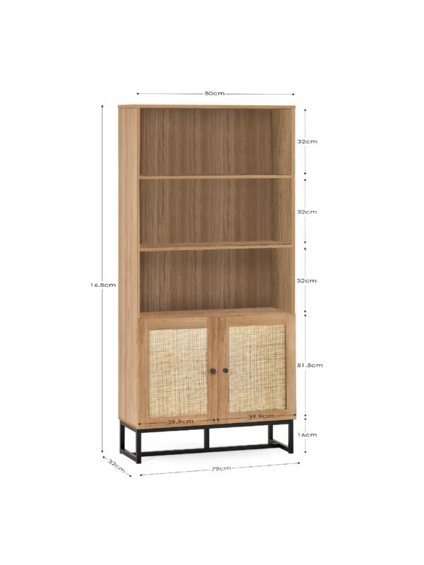 Padstow Rattan Tall Bookcase with Cupboard - Image 6