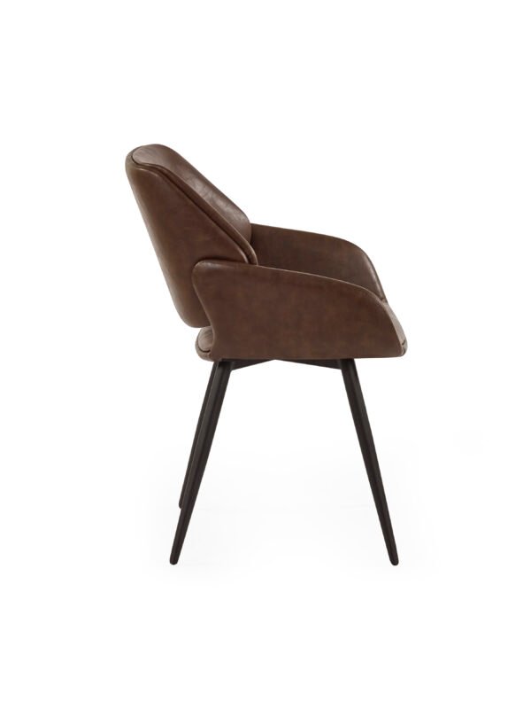 Parker Set of 2 Brown Faux Leather Upholstered Dining Chairs - Image 10