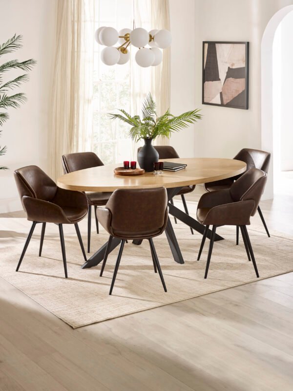 Parker Set of 2 Brown Faux Leather Upholstered Dining Chairs - Image 11