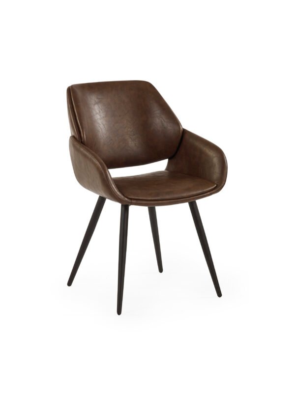 Parker Set of 2 Brown Faux Leather Upholstered Dining Chairs - Image 3