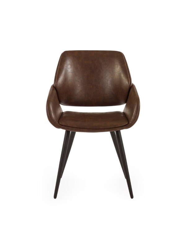 Parker Set of 2 Brown Faux Leather Upholstered Dining Chairs - Image 5