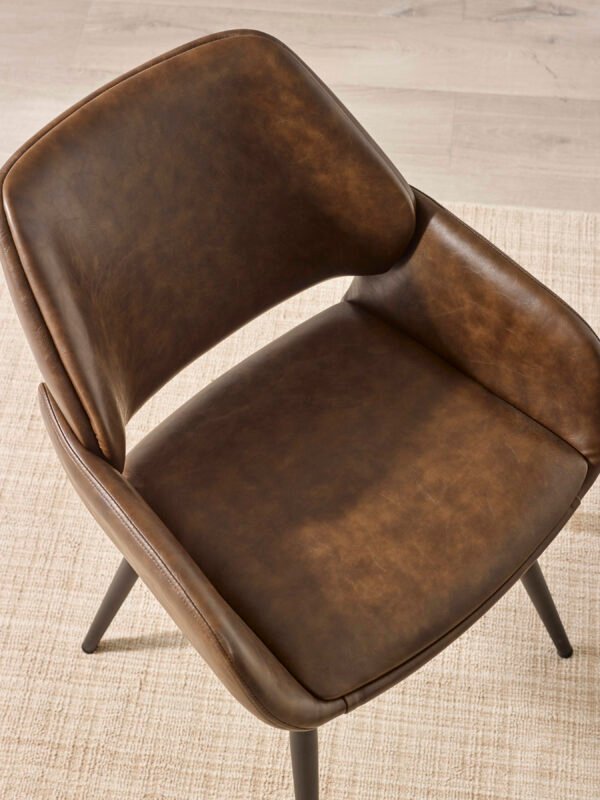 Parker Set of 2 Brown Faux Leather Upholstered Dining Chairs - Image 6
