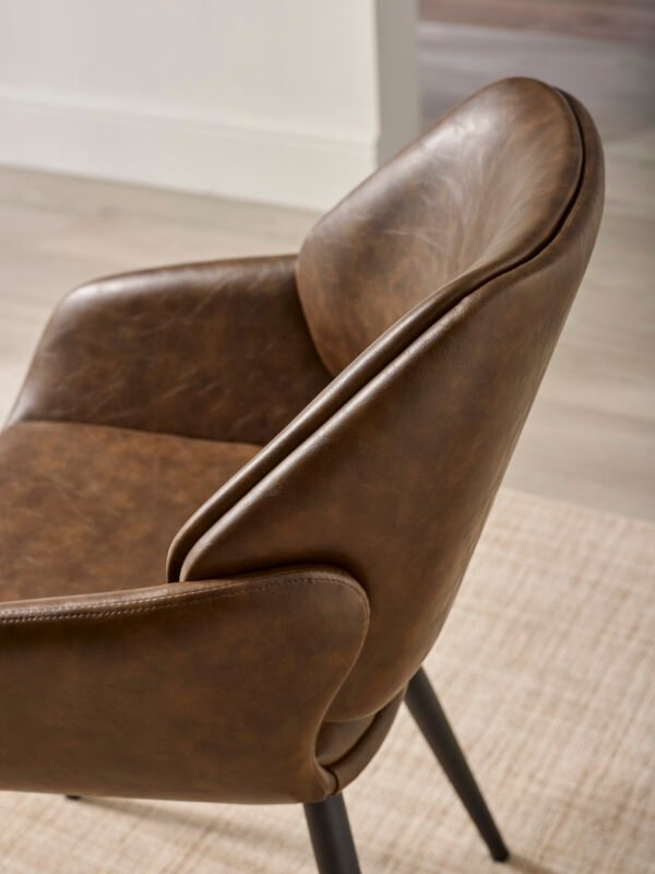 Parker Set of 2 Brown Faux Leather Upholstered Dining Chairs - Image 7