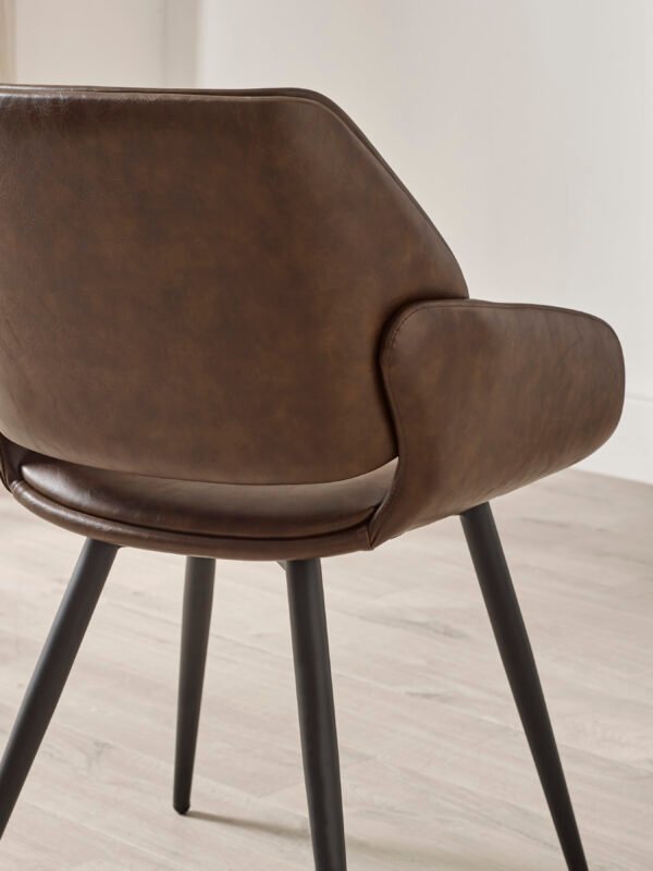 Parker Set of 2 Brown Faux Leather Upholstered Dining Chairs - Image 8