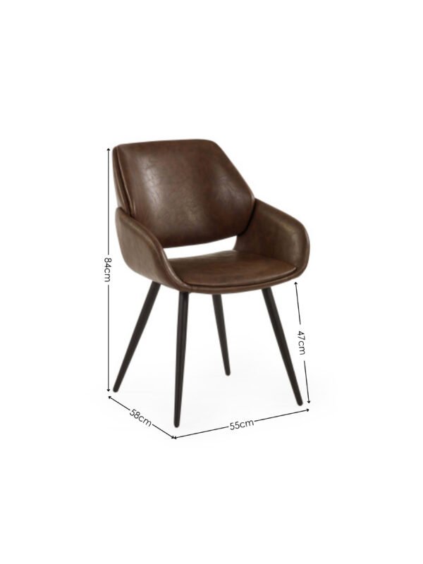 Parker Set of 2 Brown Faux Leather Upholstered Dining Chairs - Image 9