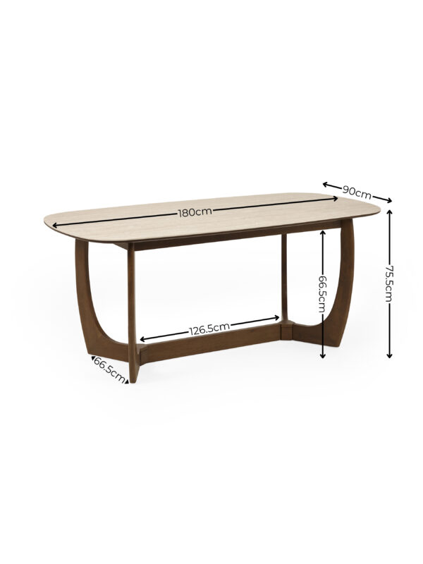 Portland Rectangular Dining Table - Walnut Effect/Natural Stone - Image 7