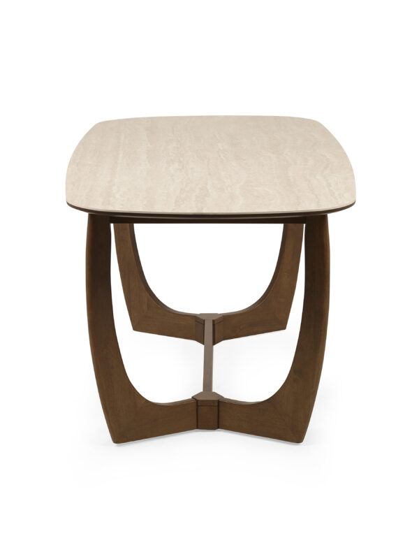 Portland Rectangular Dining Table - Walnut Effect/Natural Stone - Image 8