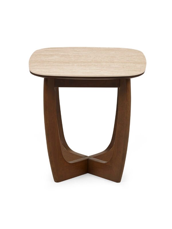 Portland Square Lamp Table - Walnut Effect/Natural Stone - Image 3