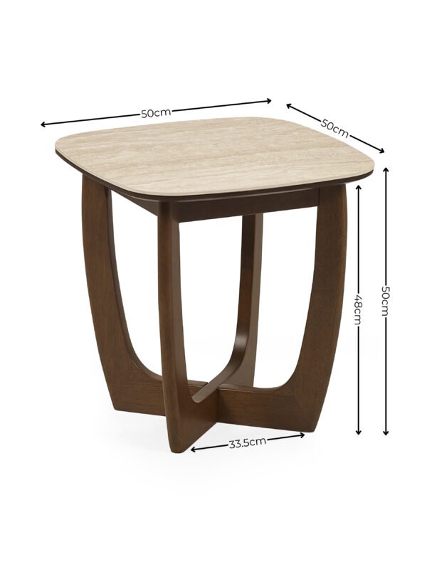 Portland Square Lamp Table - Walnut Effect/Natural Stone - Image 7