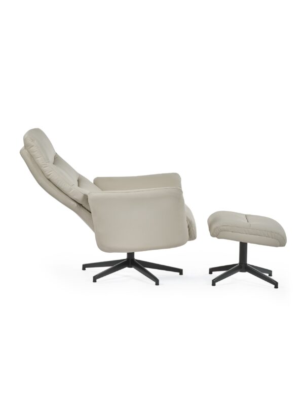 Priya Grey Faux PU Leather Recliner Chair and Stool - Image 10