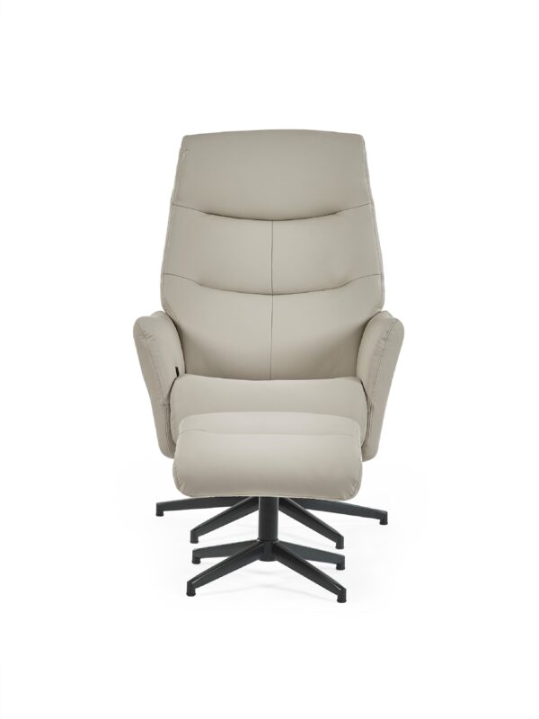 Priya Grey Faux PU Leather Recliner Chair and Stool - Image 3