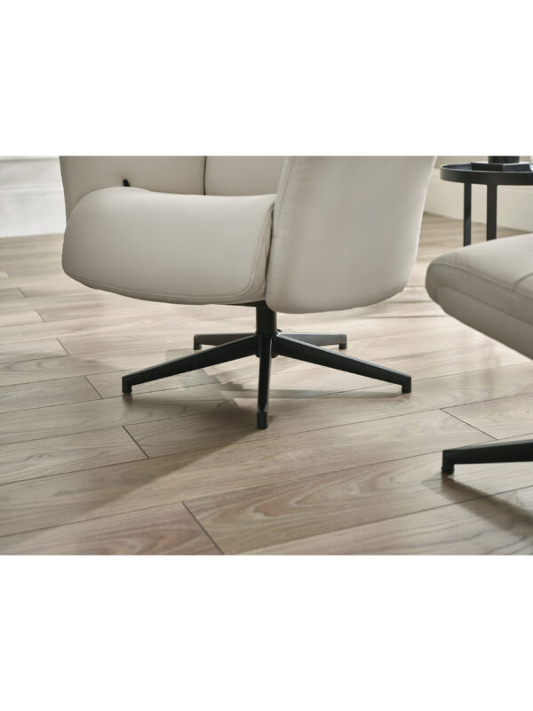 Priya Grey Faux PU Leather Recliner Chair and Stool - Image 7