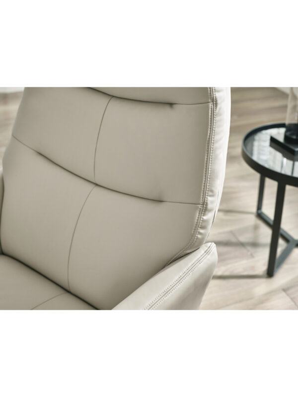 Priya Grey Faux PU Leather Recliner Chair and Stool - Image 9