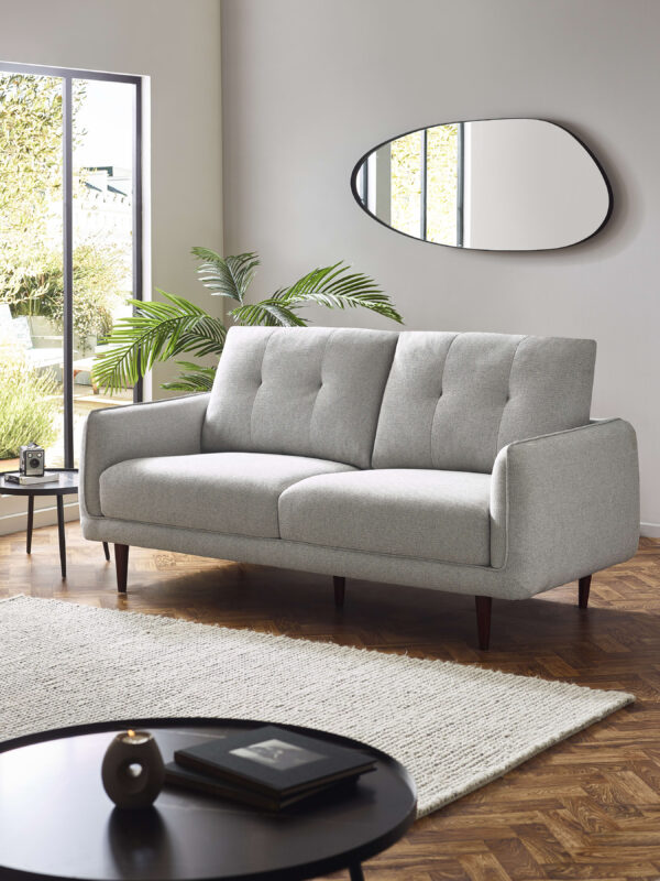 Remy 3 Seater Light Grey Fabric Sofa
